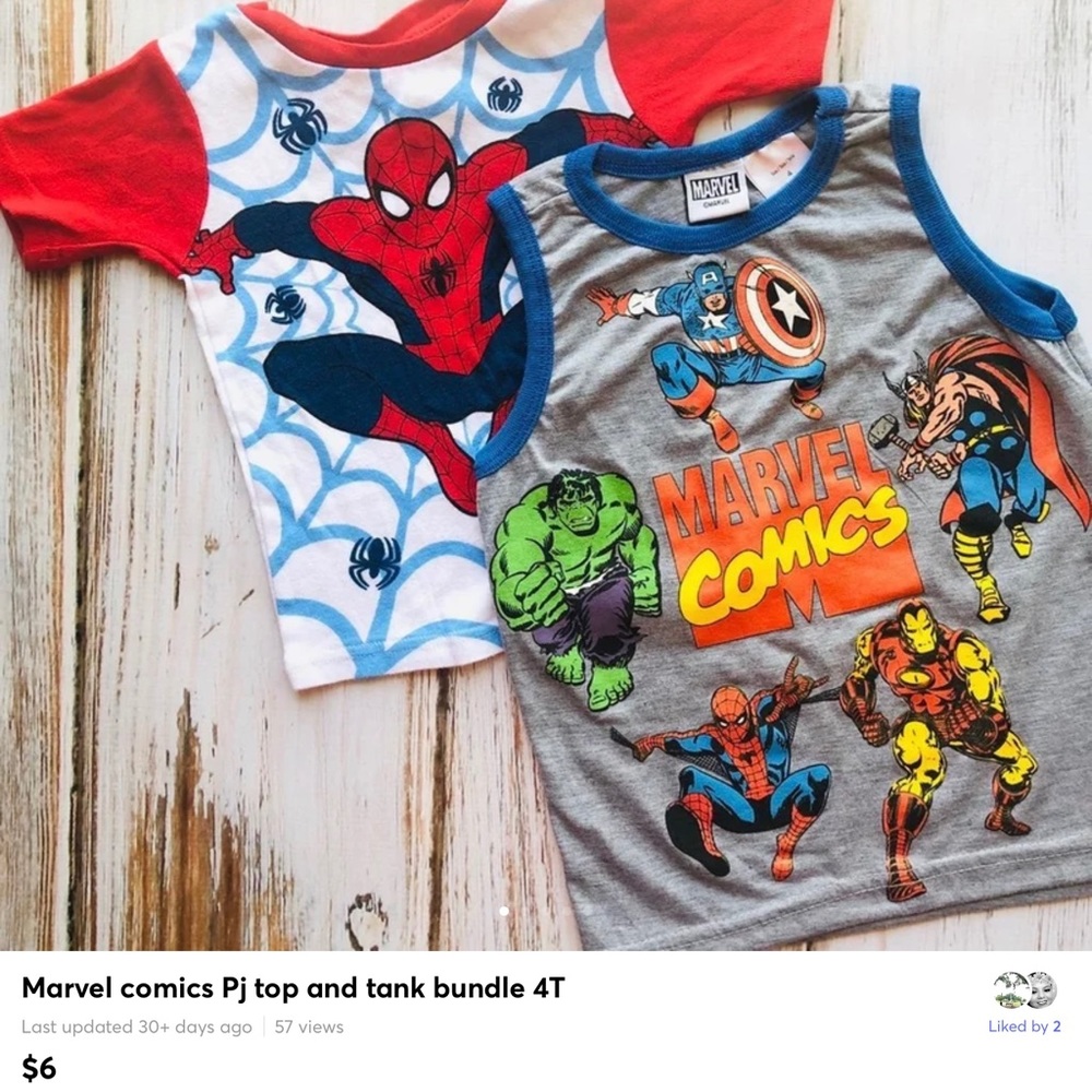 Marvel comics top and tank bundle 4T
